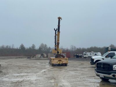 Yellow & Black Log Grapple Crane – Industrial Logging or Scrap Yard Prop