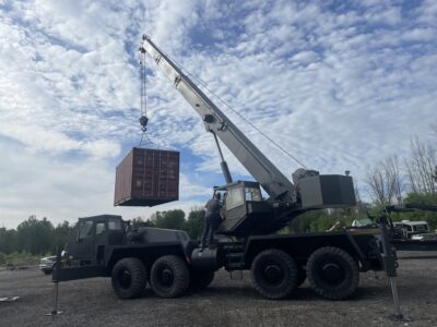 Matte Grey Mobile Crane – Industrial Film Prop